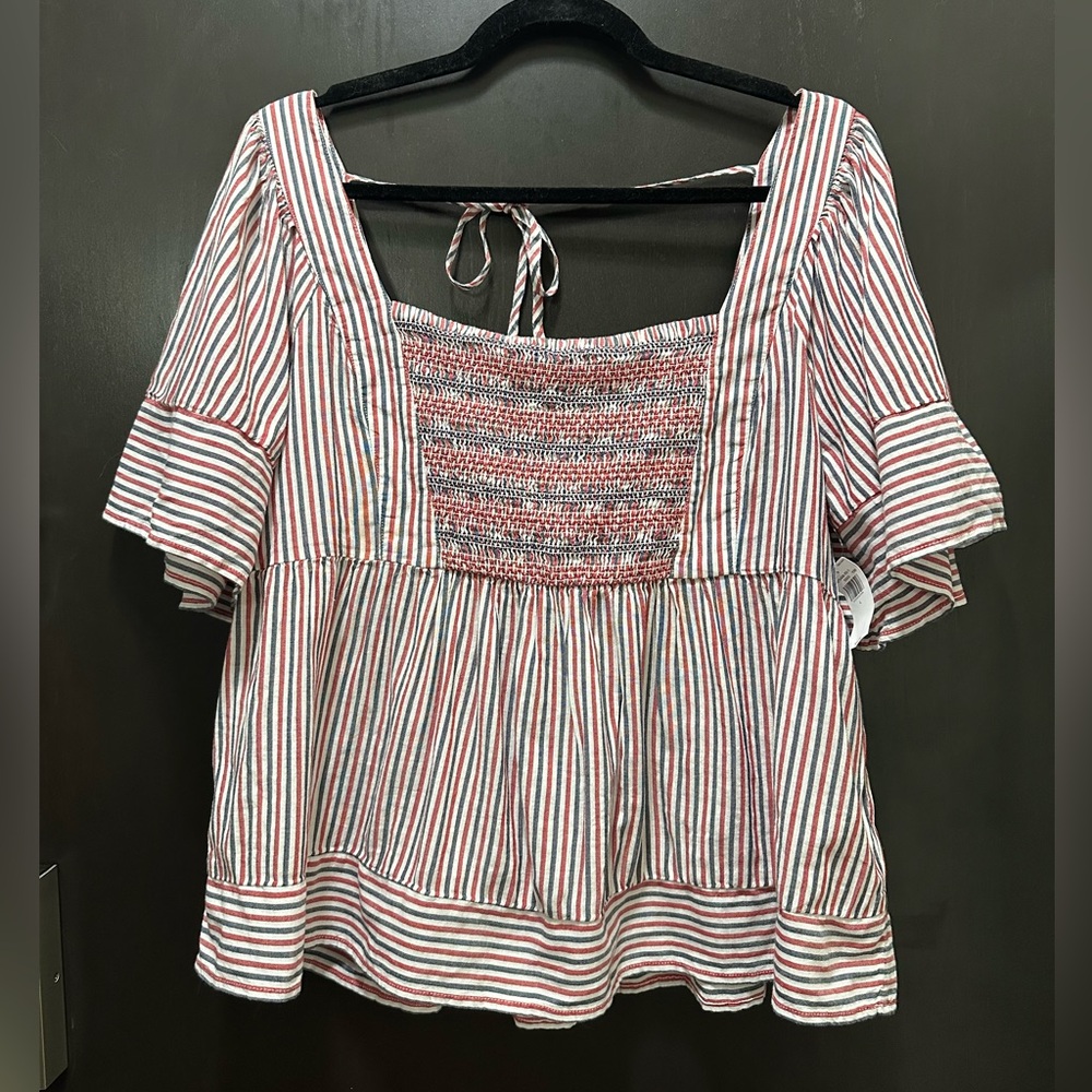 NWT Old Navy Red, White, and Blue Striped Blouse